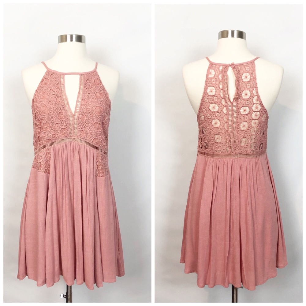 Azalea Sf Rosey Peach Crochet Dress Small